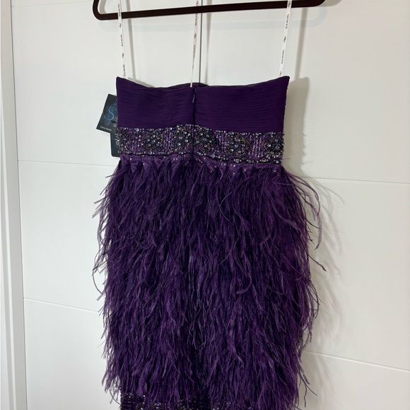 Sue Wong NWT Party Dress- Silk and Ostrich! - Picture 2 of 6